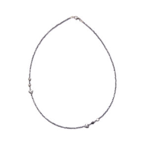 Collana in Ematite Rodiata con elementi a Cuore