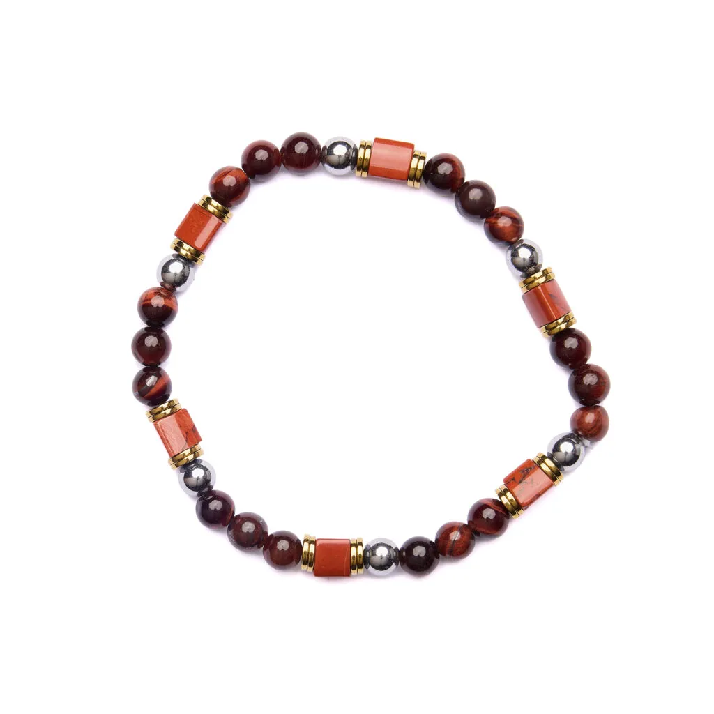 Bracciale Uomo elastico in Occhio di bue e Diaspro