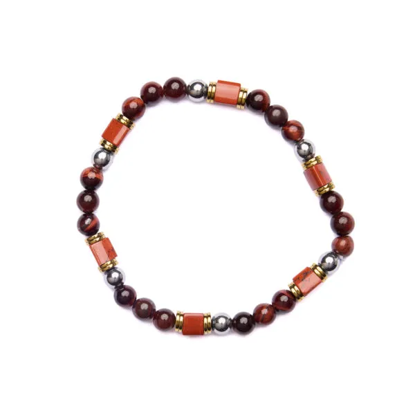 Bracciale Uomo elastico in Occhio di bue e Diaspro