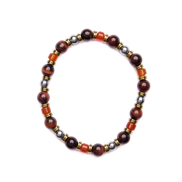Bracciale Uomo elastico in Occhio di bue e Corniola
