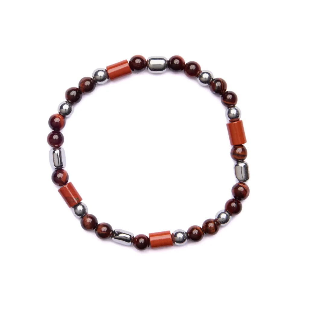 Bracciale Uomo elastico in Ematite ed Occhio di Bue