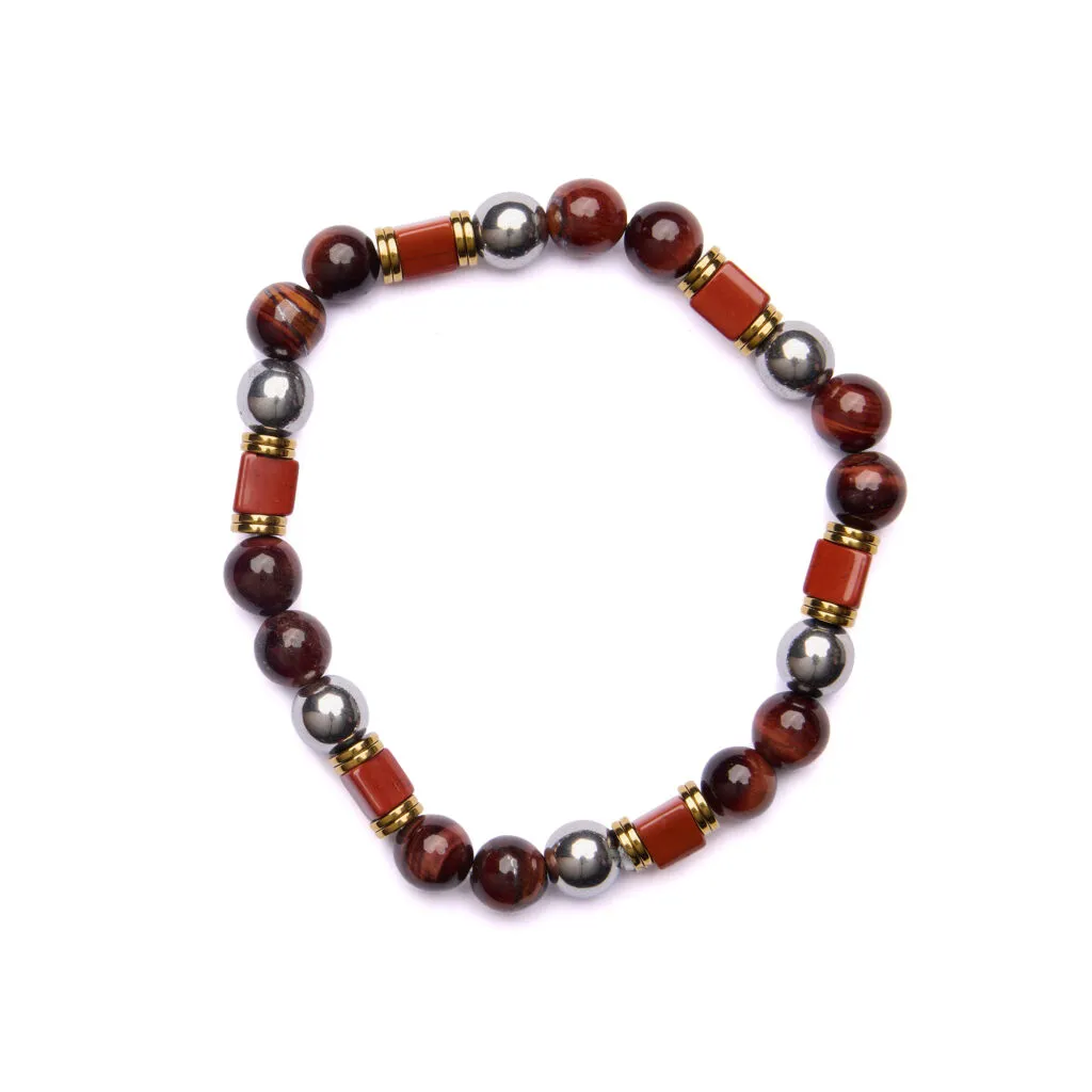 Bracciale Uomo elastico in Ematite e Occhio di Bue