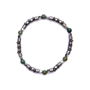 Bracciale Uomo elastico in Agata Muschiata ed Ematite