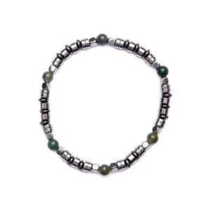 Bracciale Uomo elastico in Agata Muschiata ed Ematite