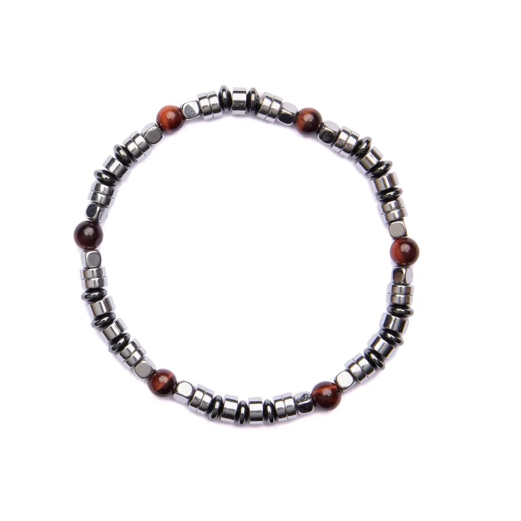 Bracciale Uomo elastico in Ematite ed Occhio di Bue