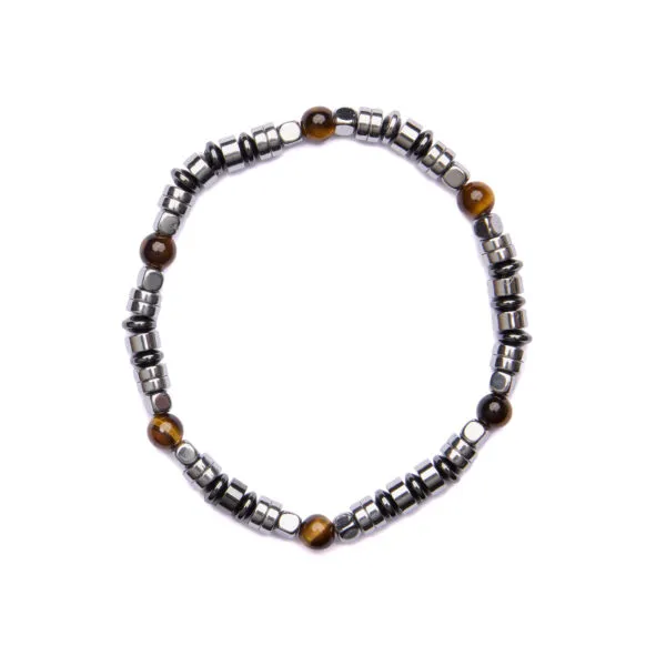 Bracciale Uomo elastico in Ematite ed Occhio di Tigre