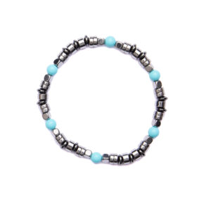 Bracciale Uomo elastico in Pasta di Turchese ed Ematite