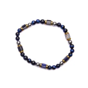 Bracciale Uomo elastico in Agata Nera e Sodalite