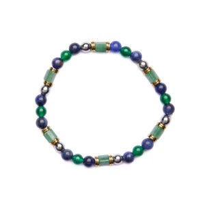 Bracciale Uomo elastico in Agata Verde e Sodalite