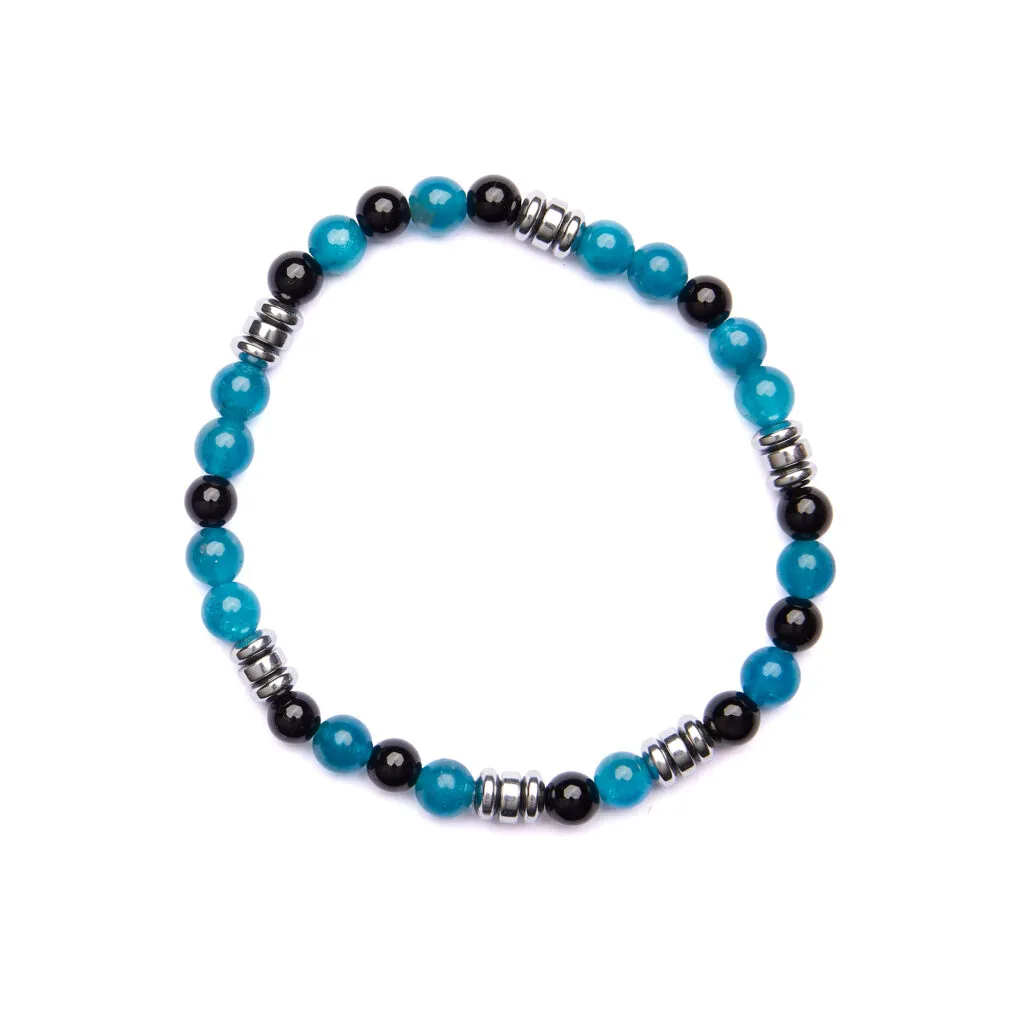 Bracciale Uomo elastico in Apatite ed Ematite