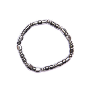 Bracciale Uomo elastico in Ematite Naturale e Rodiata