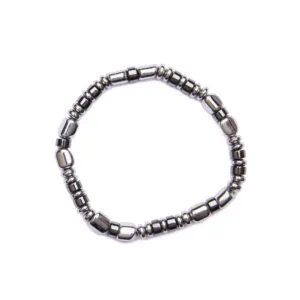 Bracciale Uomo elastico in Ematite Naturale e Rodiata
