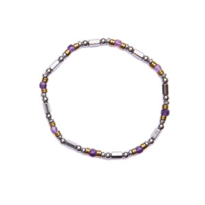 Bracciale Uomo elastico in Ematite Rodiata ed Ametista