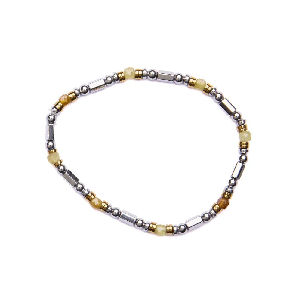 Bracciale Uomo elastico in Ematite Rodiata e Grossularia
