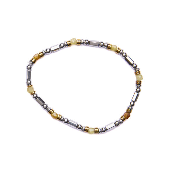Bracciale Uomo elastico in Ematite Rodiata e Grossularia