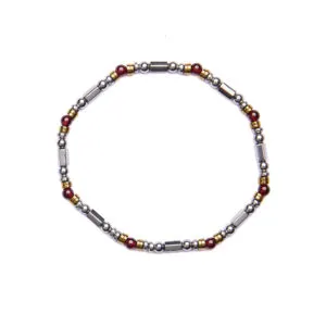 Bracciale Uomo elastico in Ematite Rodiata e Granato
