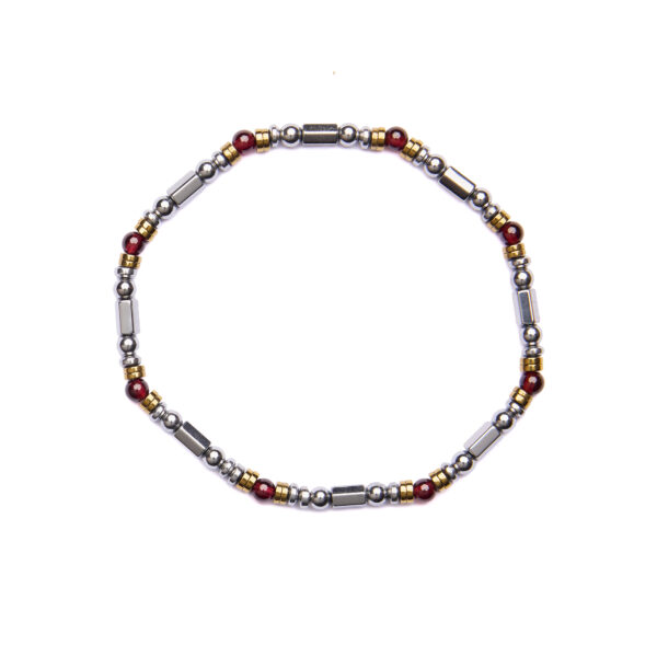 Bracciale Uomo elastico in Ematite Rodiata e Granato