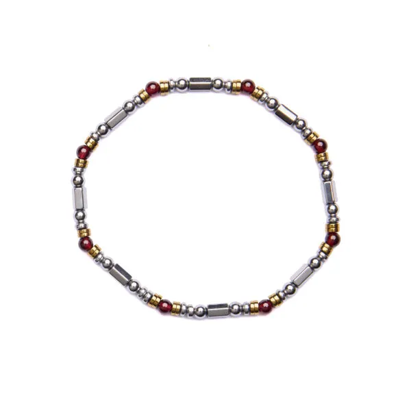 Bracciale Uomo elastico in Ematite Rodiata e Granato