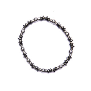 Bracciale Uomo elastico in Ematite Naturale e Rodiata