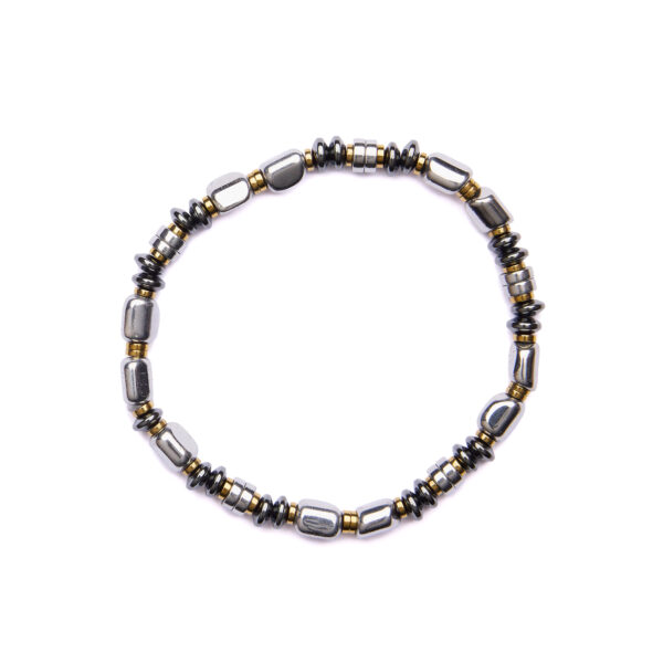 Bracciale Uomo elastico in Ematite Naturale e Rodiata