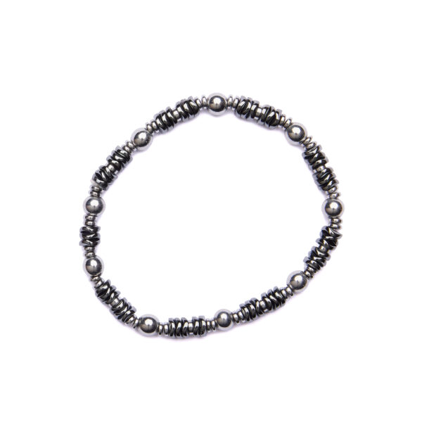 Bracciale Uomo elastico in Ematite Naturale e Rodiata