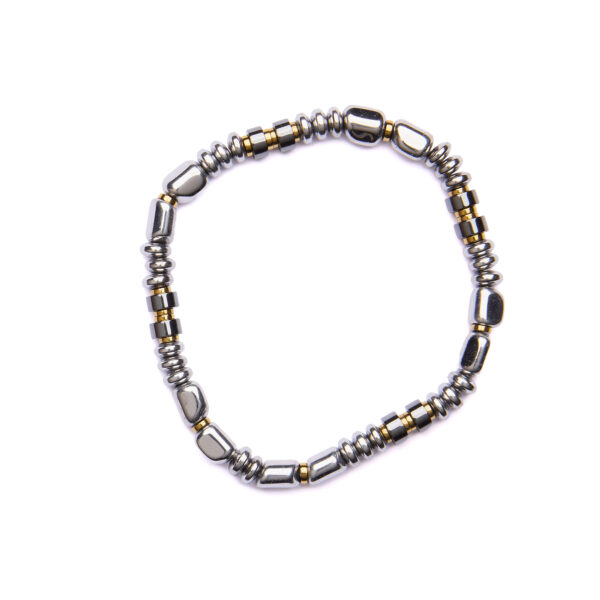 Bracciale Uomo elastico in Ematite Rodiata e Dorata