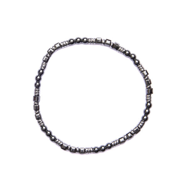 Bracciale Uomo elastico in Ematite Rodiata e Naturale