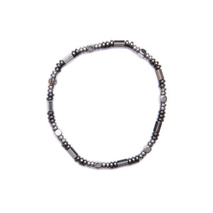 Bracciale Uomo elastico in Ematite Rodiata e Naturale