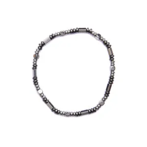 Bracciale Uomo elastico in Ematite Rodiata e Naturale
