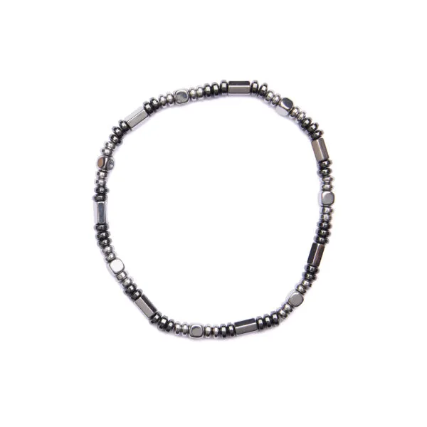 Bracciale Uomo elastico in Ematite Rodiata e Naturale