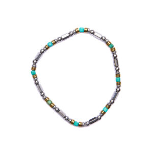 Bracciale Uomo elastico in Ematite Rodiata ed Amazzonite