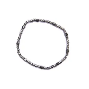 Bracciale Uomo elastico in Ematite Rodiata e Naturale