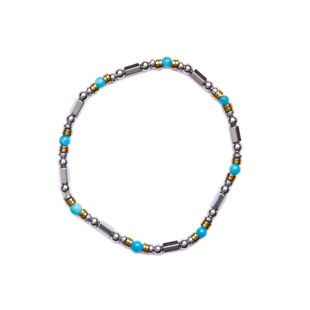 Bracciale Uomo elastico in Ematite Rodiata ed Apatite