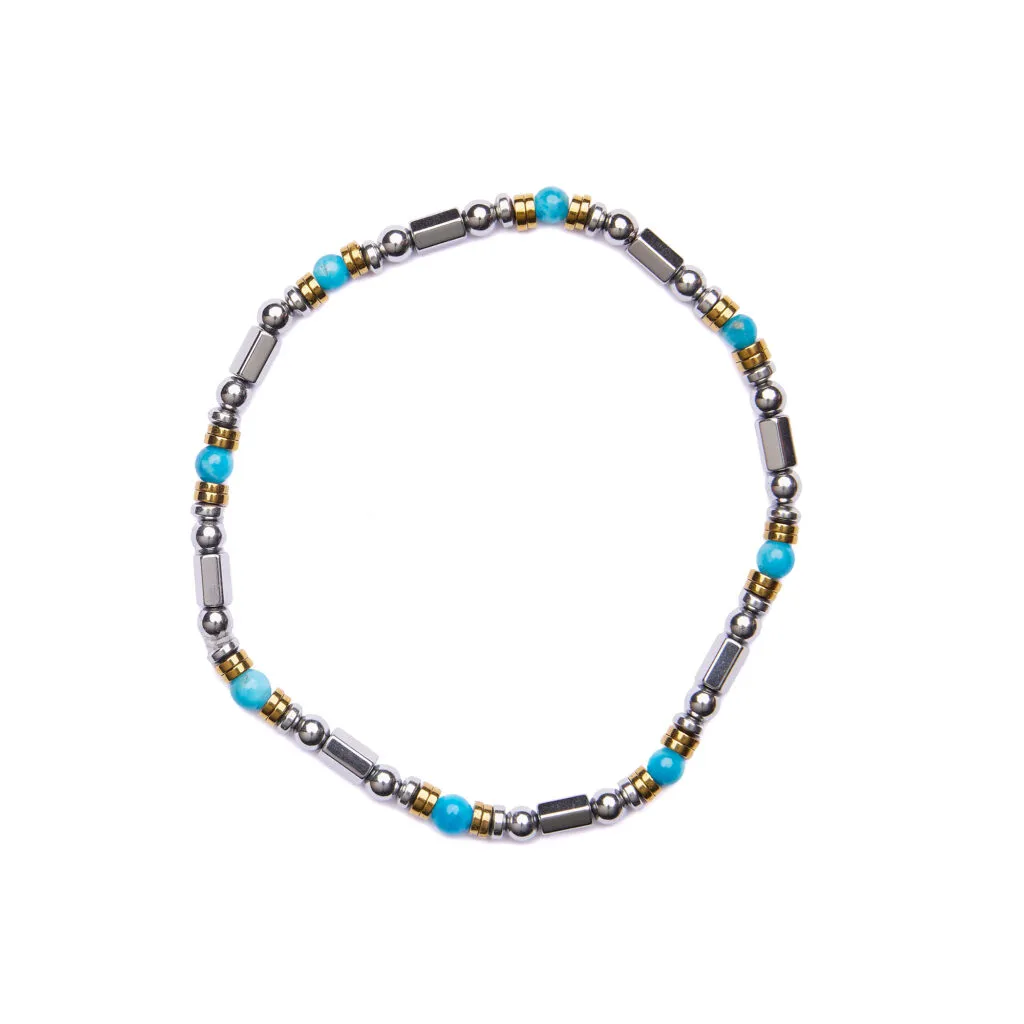 Bracciale Uomo elastico in Ematite Rodiata ed Apatite