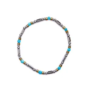 Bracciale Uomo elastico in Ematite Rodiata ed Apatite