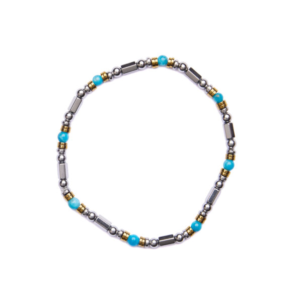 Bracciale Uomo elastico in Ematite Rodiata ed Apatite