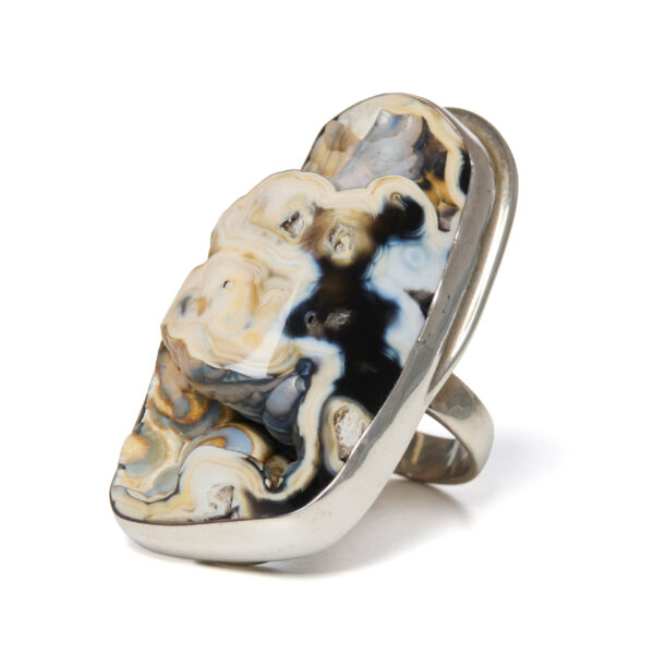 Anello in Argento con formazione fossile Agatizzata