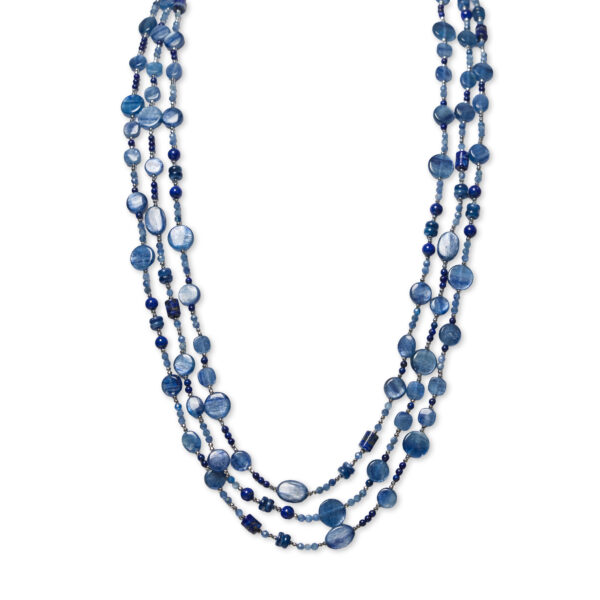 Collana in Cianite con Ematite rodiata e Lapislazzuli