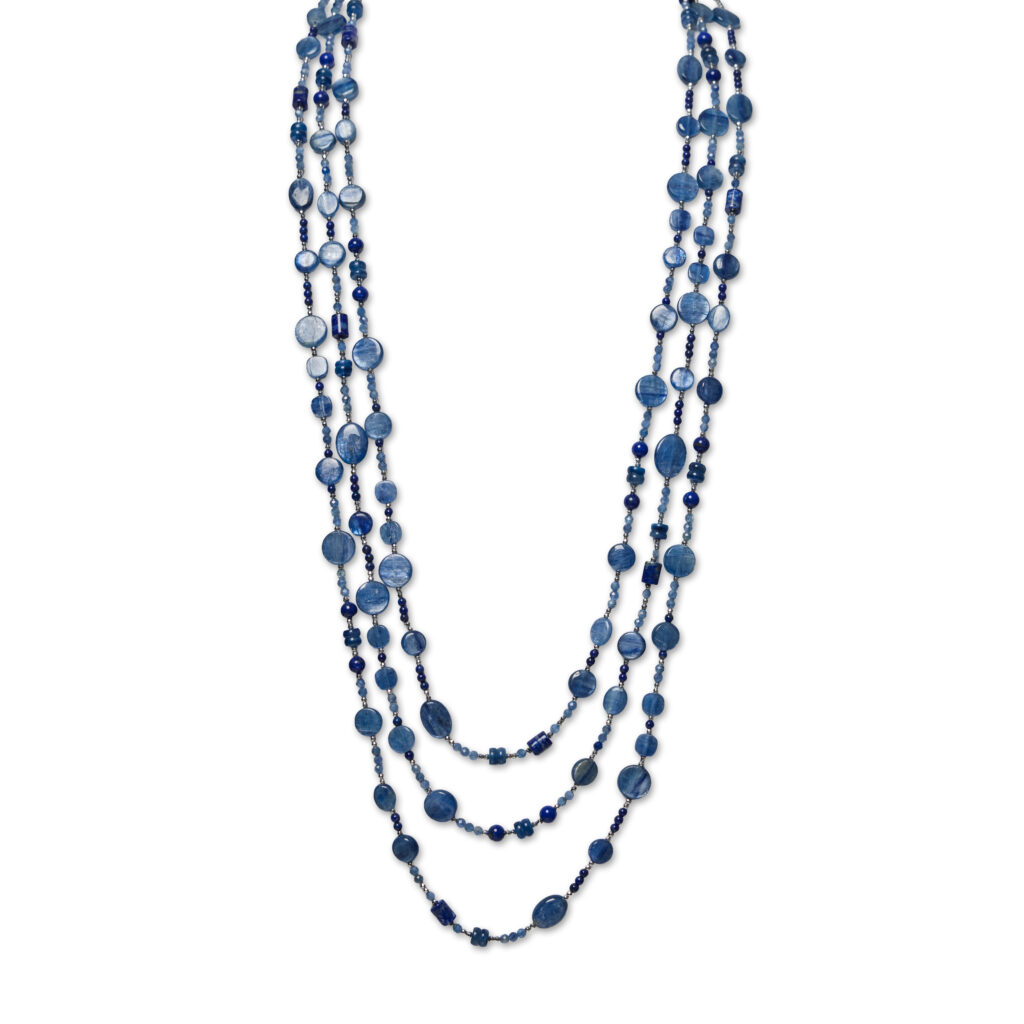 Collana in Cianite con Ematite rodiata e Lapislazzuli