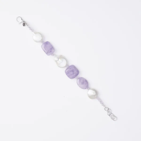 Bracciale Rilegato Ametista e Perle, con Argento