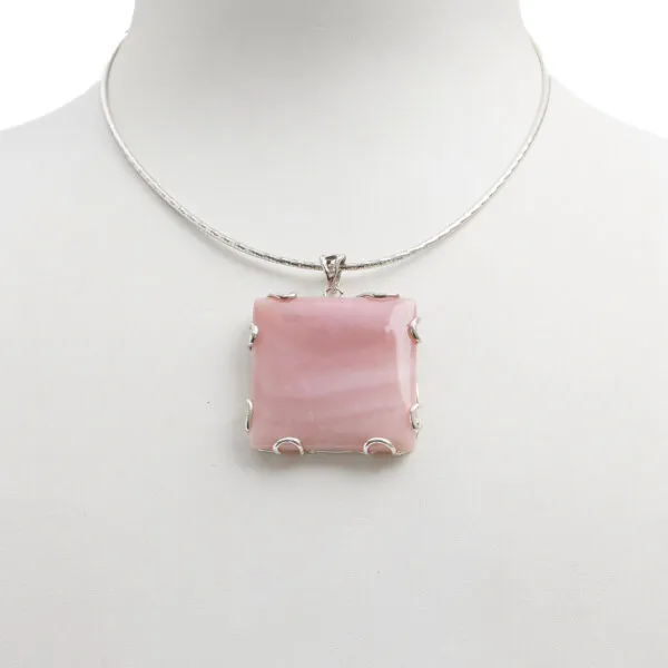 Ciondolo in Opale Rosa Quadrato