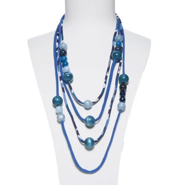 Collana in tessuto con Elementi in resina e Quarzo