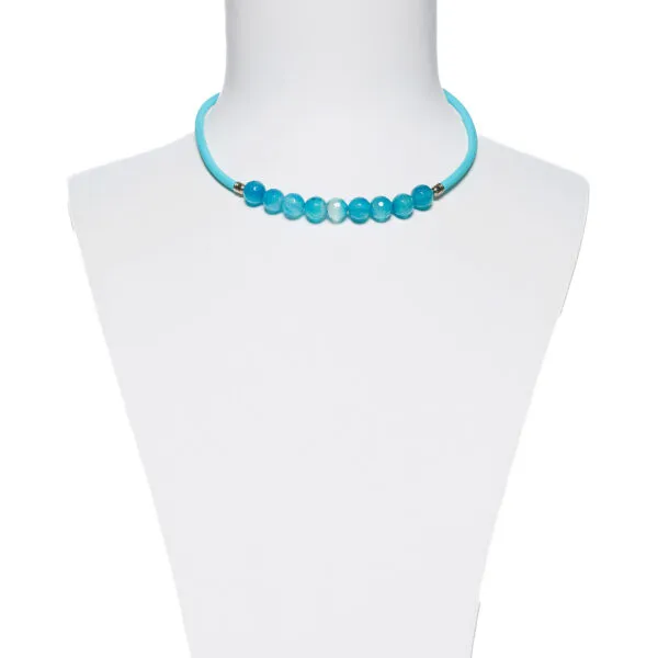 Collana in gomma ed Agata Blu
