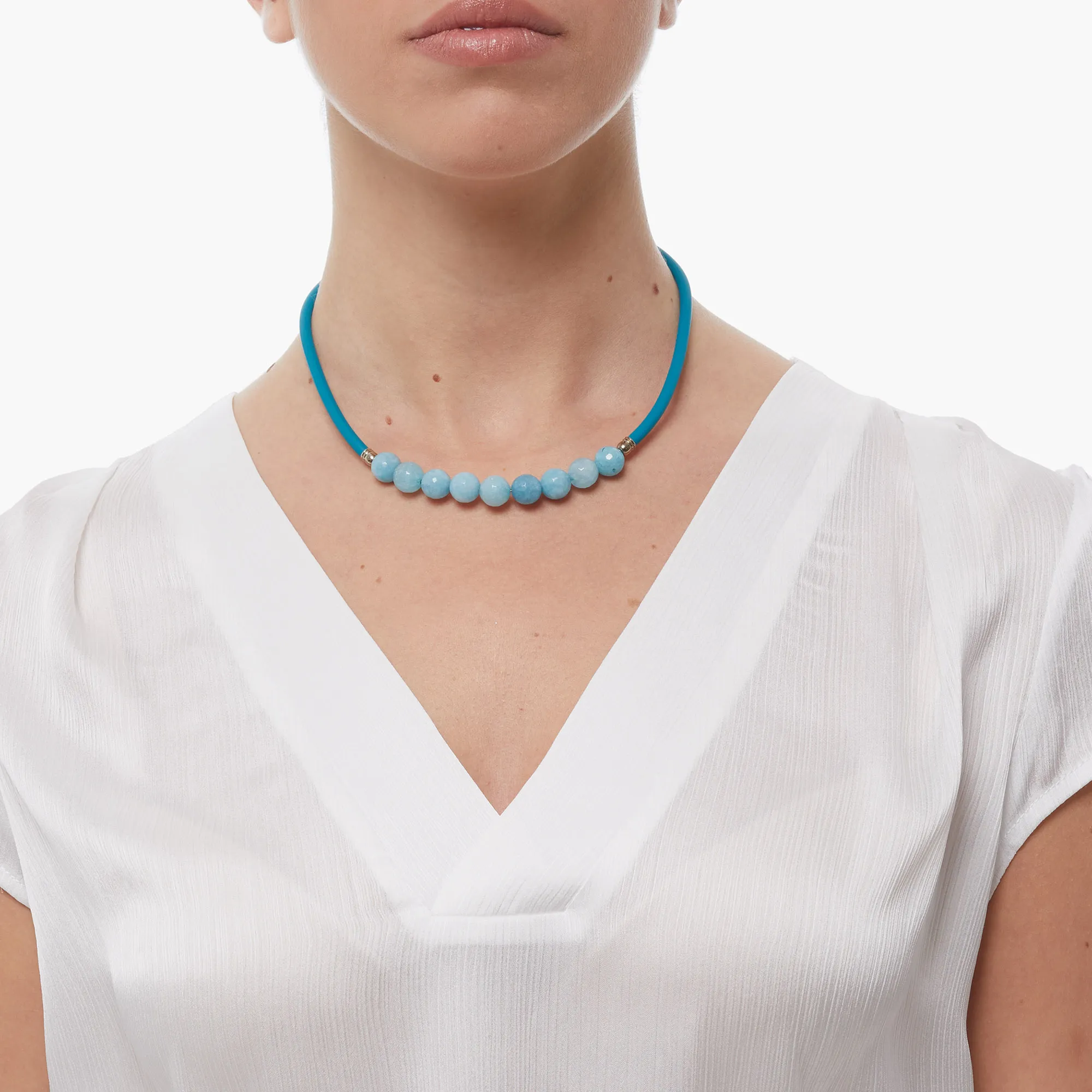 Collana in gomma con Quarzo Azzurro