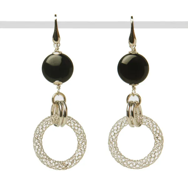 Orecchini in Agata nera e cerchi in argento