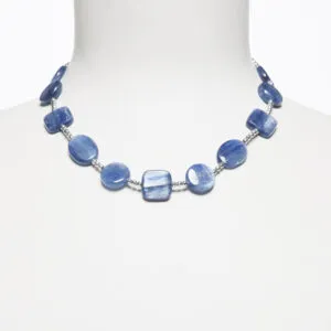 Collana in Cianite con Ematite rodiata