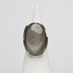 Anello in Argento con Ossidiana Gold