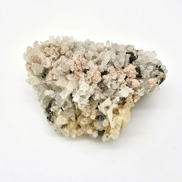 Rodocrosite, Tetraedrite e Calcopirite su Quarzo