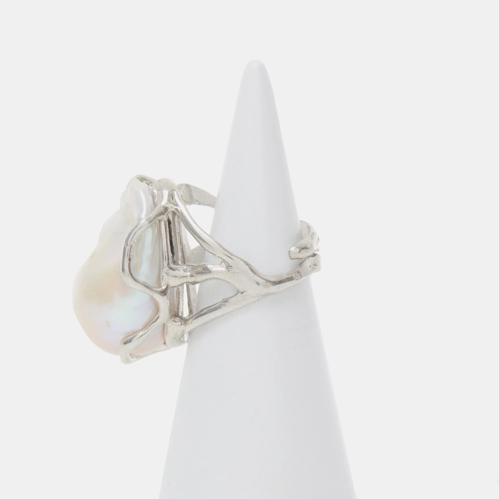 Anello Regolabile in Argento con Perla Barocca