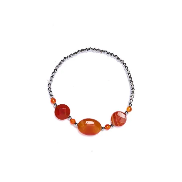 Bracciale Elastico in Corniola con Ematite